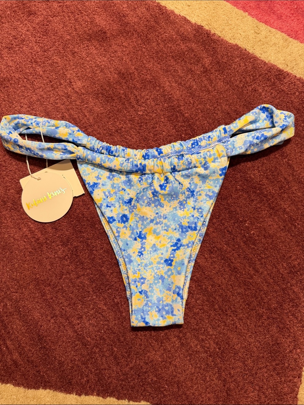 NWT Kulani Kinis Ruched Thong Bikini Bottom Size S